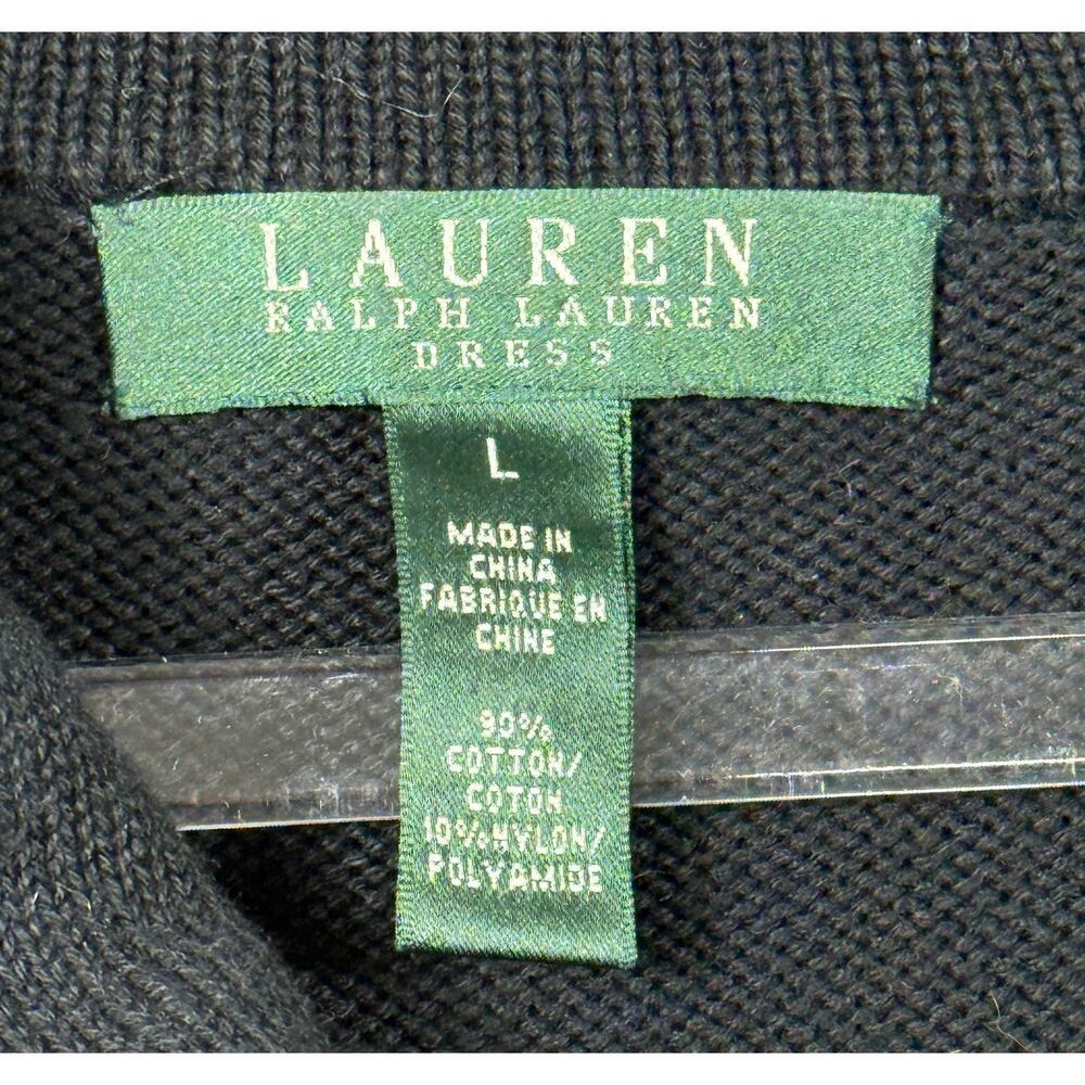 LAUREN Ralph Lauren Knit Dress Size Med Black with Leather Elbow Patches - Picture 2 of 6